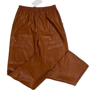 Lucy Paris Brown Faux Leather Pants Size- Small Elastic Waist